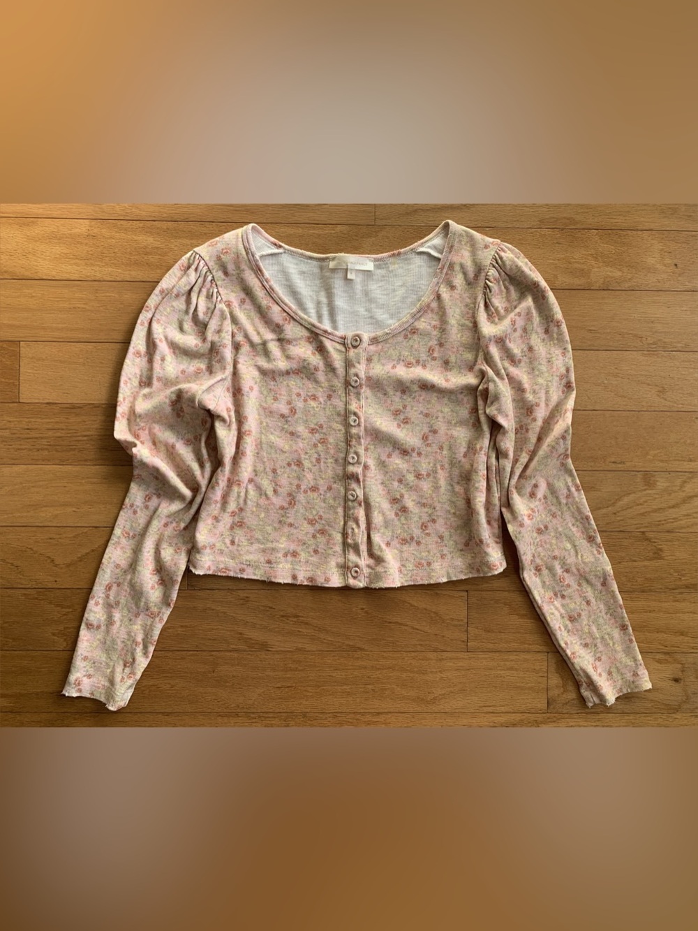 LoveShackFancy Floral Long Sleeve Knot Cardigan, Size Medium